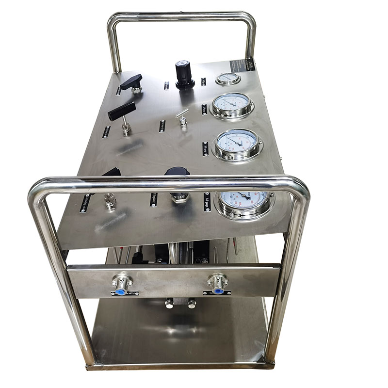 USUN Model:US-GBT Double stage air driven nitrogen gas booster testing pump system with high pressure regulator valve and SS frame