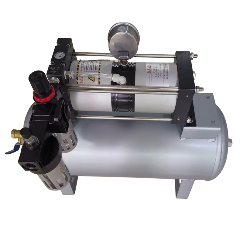 USUN Model:AB02-B 8-16 Bar output 100 MM driven cost effective air pressure booster pump with 20 L air tank and high pressure regulator 