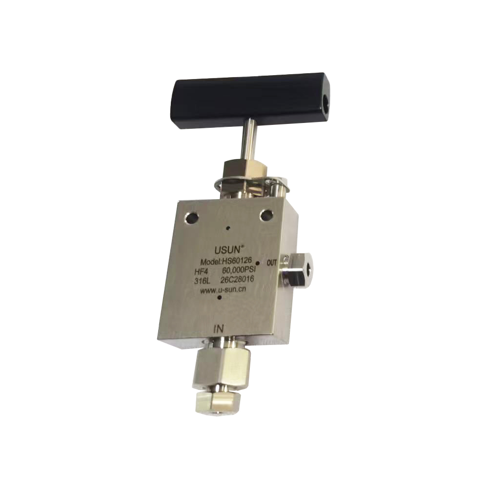 USUN Model: HS60126 O.D.1/4'' Ultra High Pressure 60000 Psi Replaceable Seat 2-Way Angle Type Manual Needle Valve 