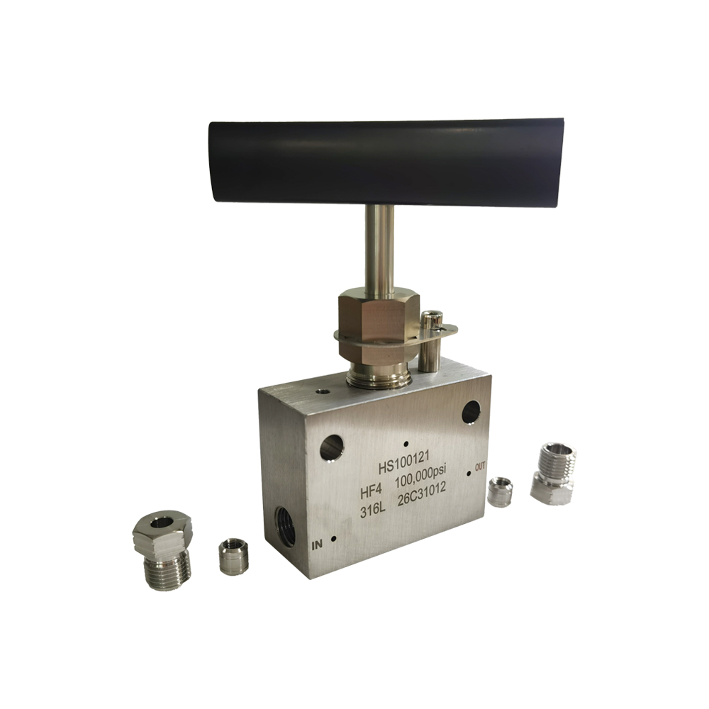 USUN Model:HS100121 O.D.1/4''100,000 PSI High Pressure 2-Way Straight Stainless Steel Manual Needle Valve 