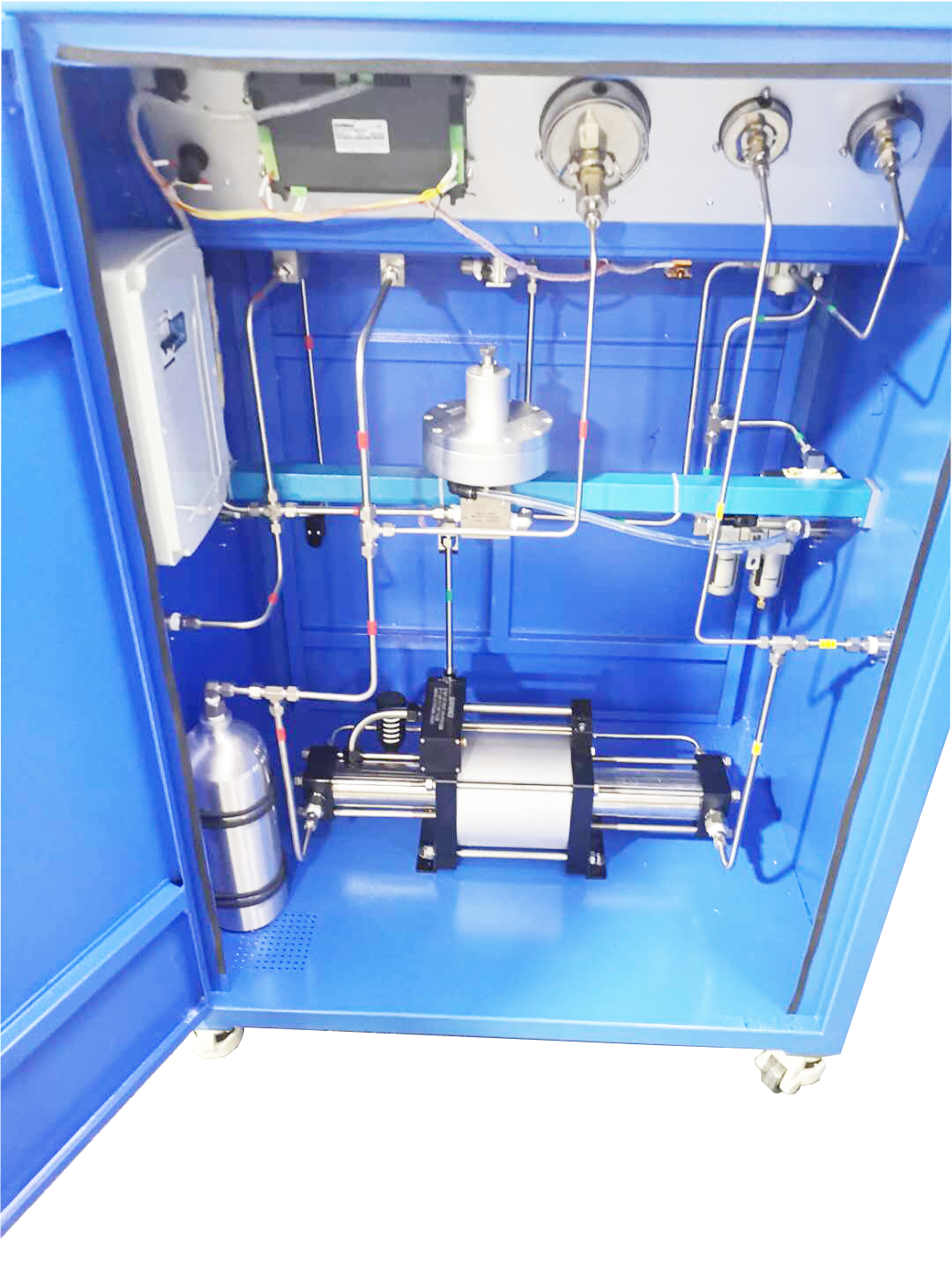 USUN Model:US-GBT two stage movable gas booster pump station with PLC touch screen for products leakage testing 