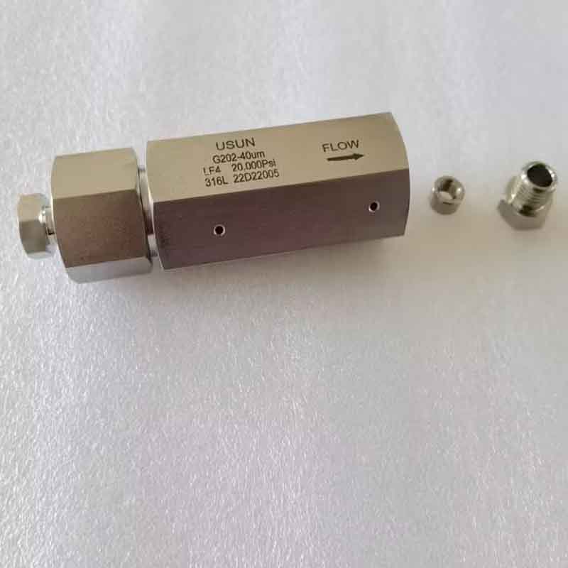 USUN Model: G202 -40um 20K PSI High pressure stainless steel line in gas or liquid filter with easy to change filter element replacement 