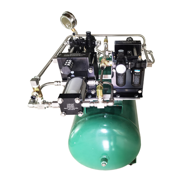 USUN Model:AB05T-2-100L Double Pneumatic Air Pressure Booster Pump System with 100L Tank for Laser Cutting Machine Application 