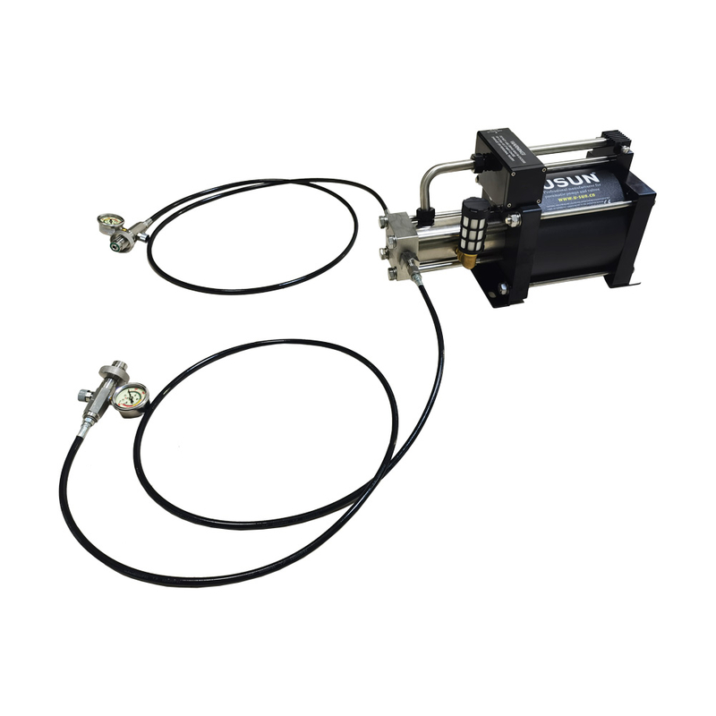 USUN Model:GB40-OL 150-300 Bar Output 160mm Driven Single Action Pneumatic Driven Oxygen Gas Booster Pump with Inlet And Outlet Hoses for Scuba Diver 