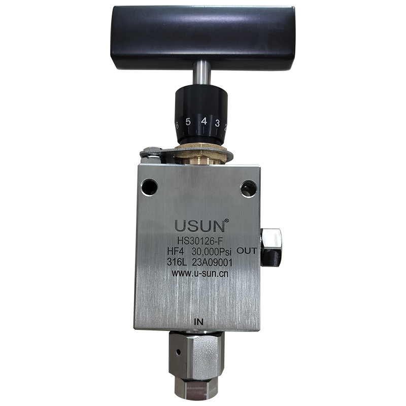USUN Model: HS30126-F High pressure replaceable seat Angle type Micro metering flow adjustment needle valve 