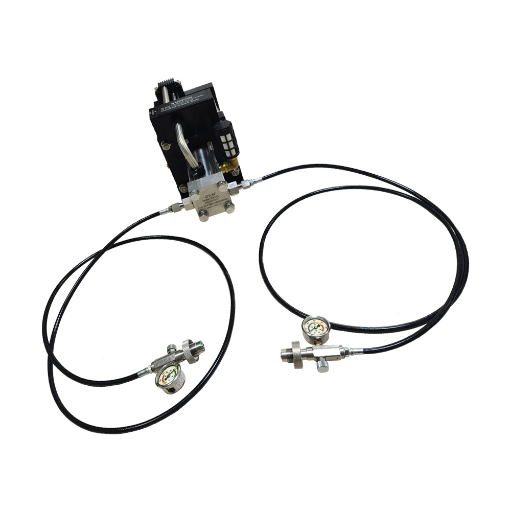 USUN Model:GB40-OL 150-300 Bar Output 160mm Driven Single Action Pneumatic Driven Oxygen Gas Booster Pump with Inlet And Outlet Hoses for Scuba Diver 