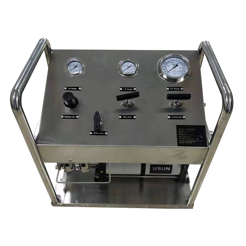 USUN Model:US-2GB 160mm driven double head driven single action high pressure nitrogen gas booster pump system for valve testing 