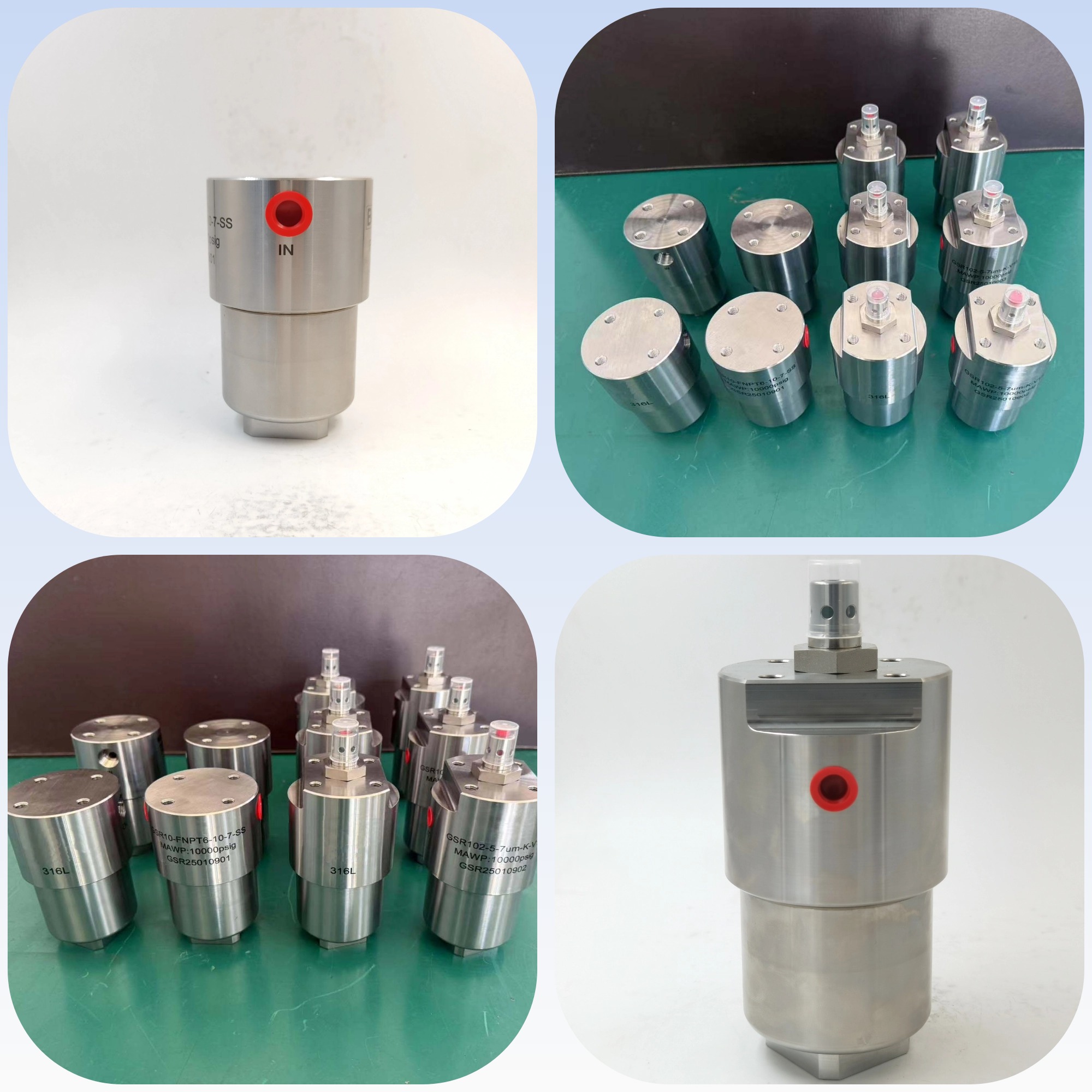 USUN Model : GSR102-T-5-7um-K-V15 High pressure 10000 PSI x NPT1/4 Stainless steel 316 filter with indicator 