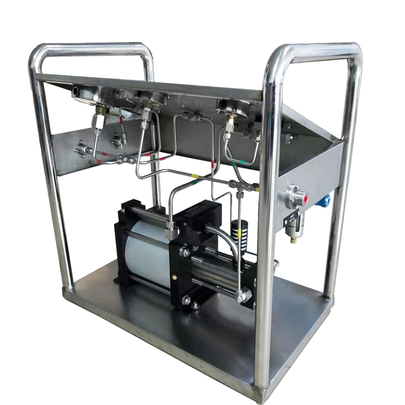 USUN Model:US-GB 160mm driven single action air driven gas booster pump station with pressure gauges and valves ,fittings 