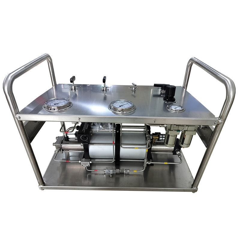 USUN Model:US-2GBT double stage high pressure air driven nitrogen gas booster testing pump system with check valve and inlet filter 