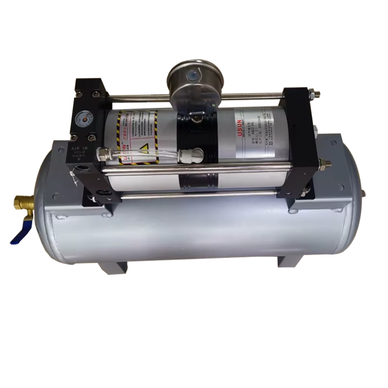 USUN Model:AB02-B 8-16 Bar output 100 MM driven cost effective air pressure booster pump with 20 L air tank and high pressure regulator 
