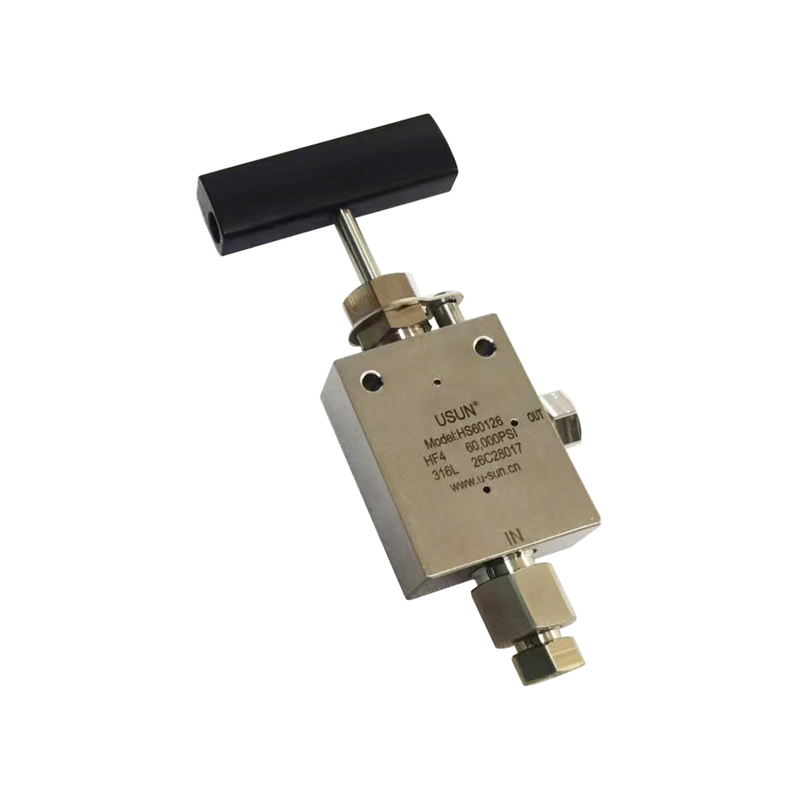 USUN Model: HS60126 O.D.1/4'' Ultra High Pressure 60000 Psi Replaceable Seat 2-Way Angle Type Manual Needle Valve 