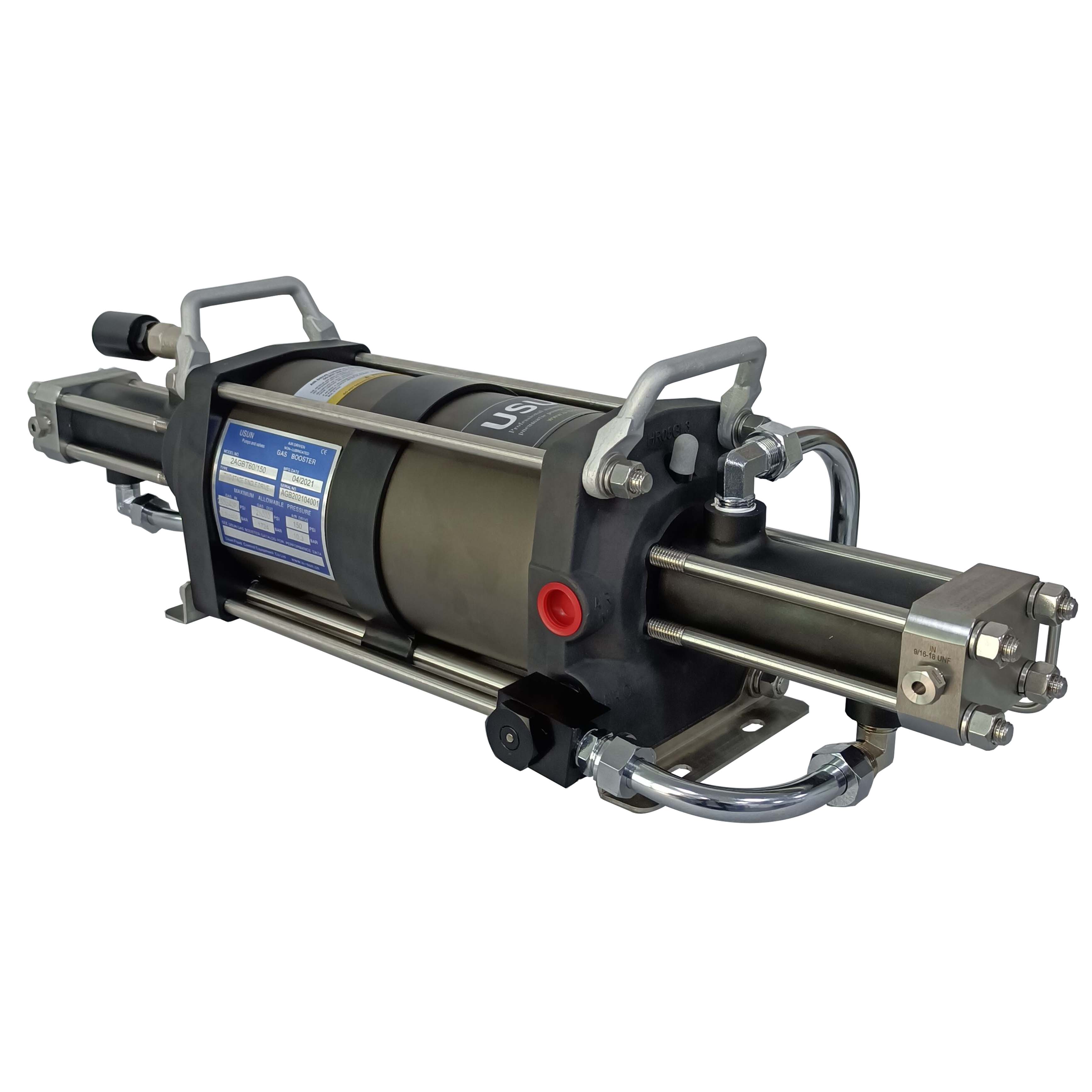 USUN Model:2AGBT 6 inch driven diameter double head two stage pneumatic driven high pressure gas booster pump 