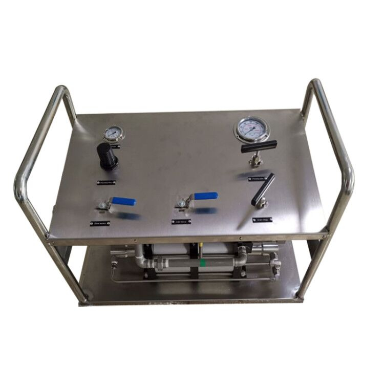 USUN Model:WS-2AT High flow stainless steel frame air driven hydraulic pressure testing pump system with valves and fittings and gauges 