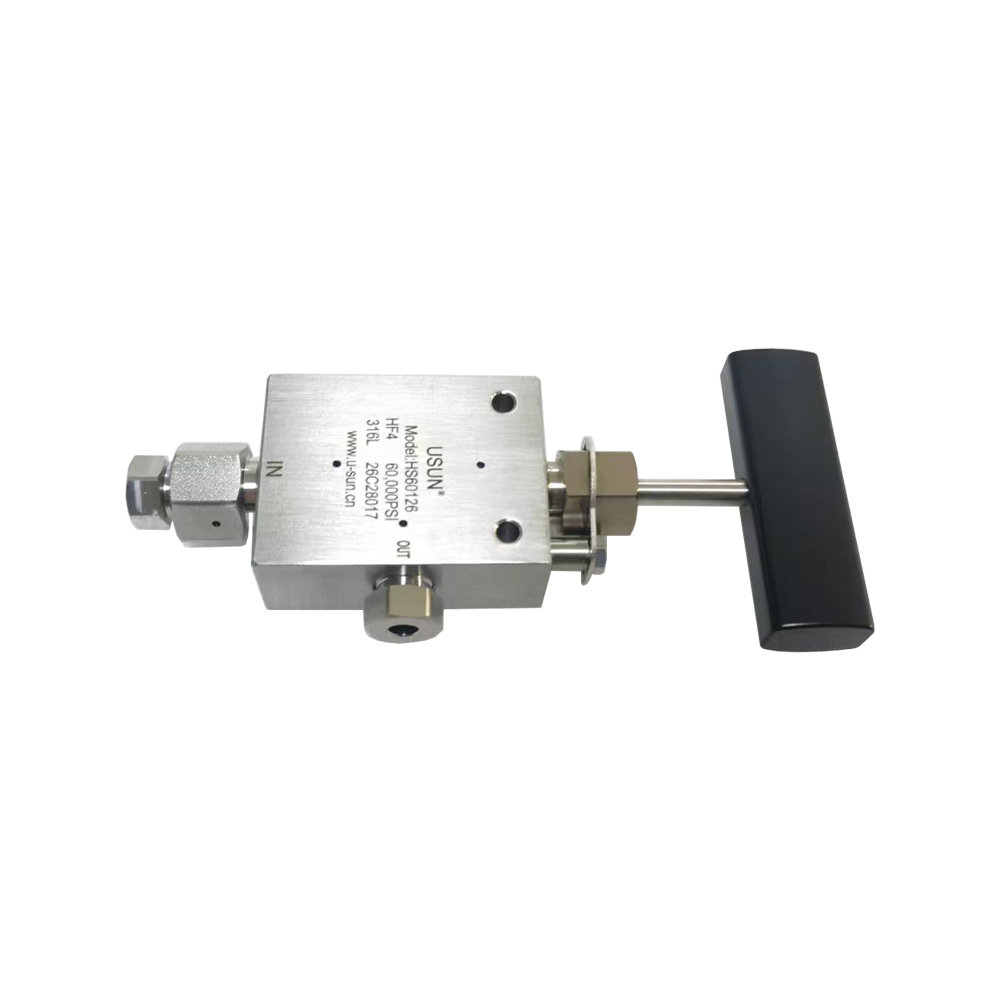 USUN Model: HS60126 O.D.1/4'' Ultra High Pressure 60000 Psi Replaceable Seat 2-Way Angle Type Manual Needle Valve 