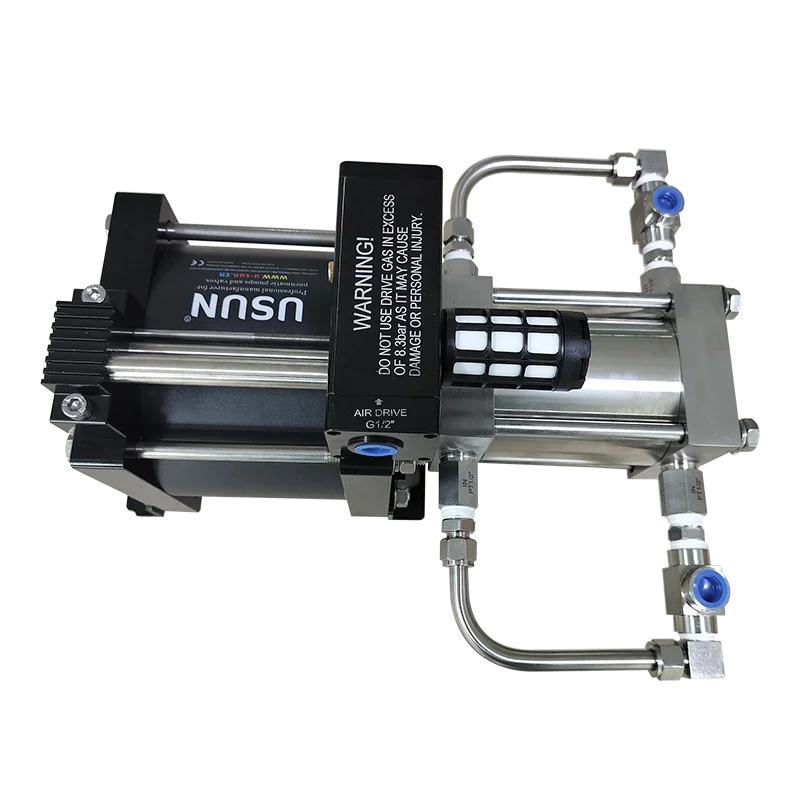 USUN Model:GB02T-OL 160mm Driven Double Action 2.5:1 Ratio Air Driven Oxygen Gas Booster Pump for Charging Gas Cylinder