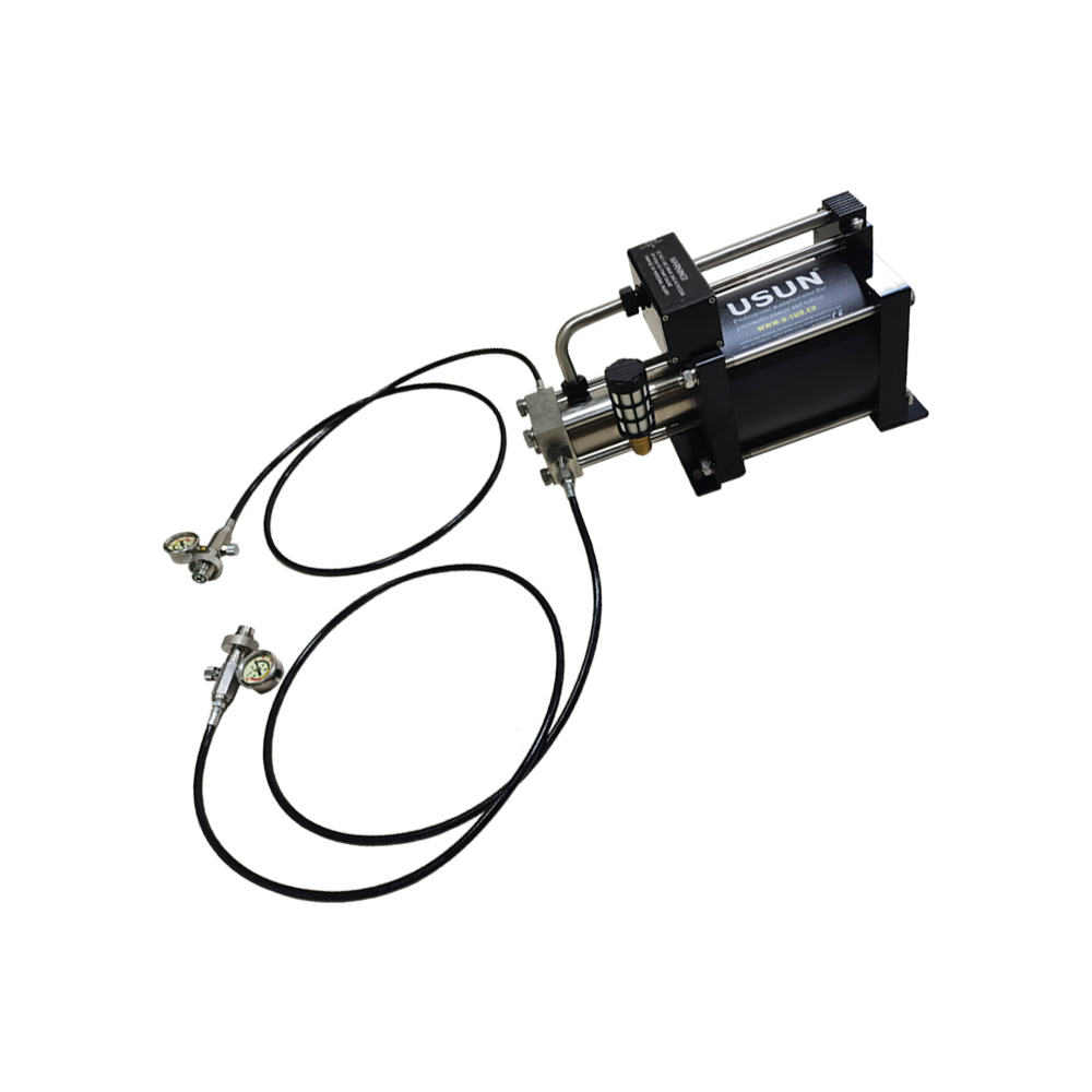 USUN Model:GB40-OL 150-300 Bar Output 160mm Driven Single Action Pneumatic Driven Oxygen Gas Booster Pump with Inlet And Outlet Hoses for Scuba Diver 