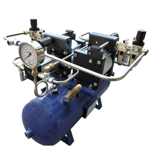 USUN Model:AB05T-2-40L 30-40 Bar Double Pneumatic Air Pressure Booster Pump System with 40L Tank for Laser Cutting Machine Application 
