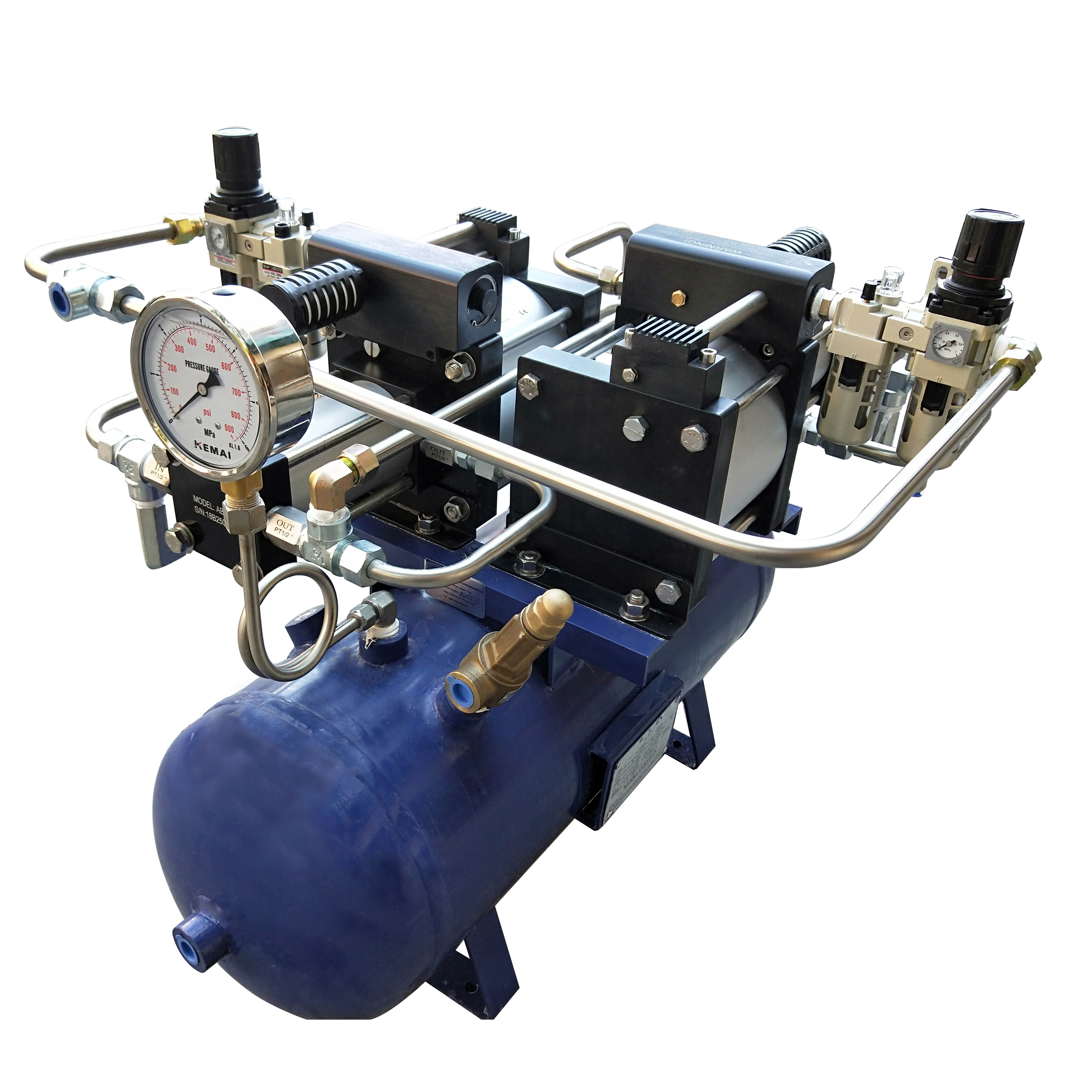 USUN Model:AB05T-2B-40L 6-30 Bar double pneumatic air pressure booster pump system with 40L tank for laser cutting machine application 