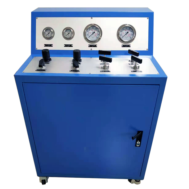 USUN Model:US-AT130 130：1 Maximum 100 MPA high flow dual air hydraulic pump system with blue cabinet and valves and fittings 
