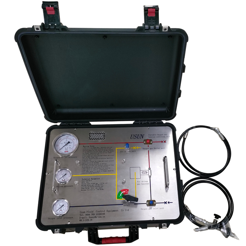 USUN Model:GB40-OL -F 100-300 Bar output easy to carry portable air driven oxygen gas booster Unit with pelican case 