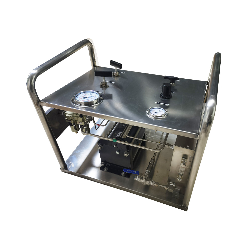 Customized USUN Model:WS-2AH512 Maximum 400MPA Stainless Steel Frame Ultra-high Pressure Double Head Portable Air Driven Hydraulic Pump System
