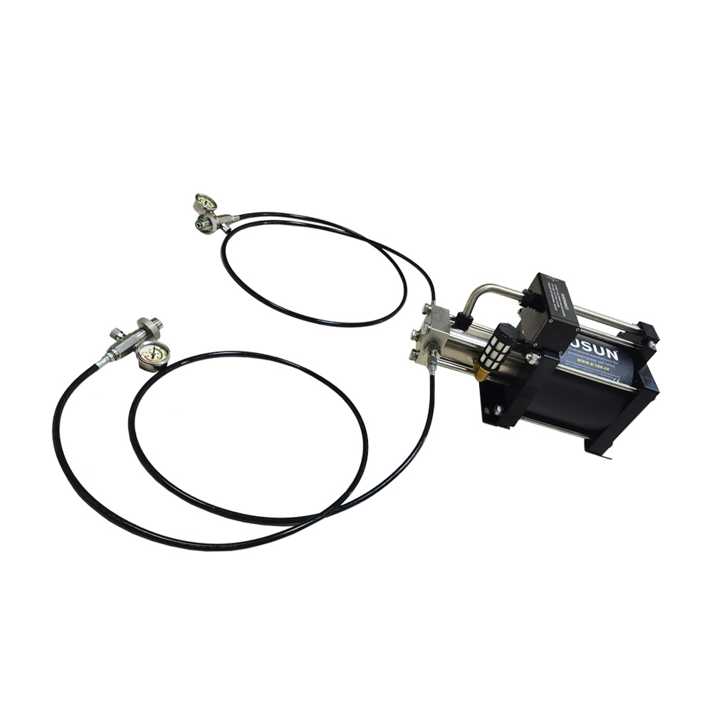 USUN Model:GB40-OL 150-300 Bar Output 160mm Driven Single Action Pneumatic Driven Oxygen Gas Booster Pump with Inlet And Outlet Hoses for Scuba Diver 