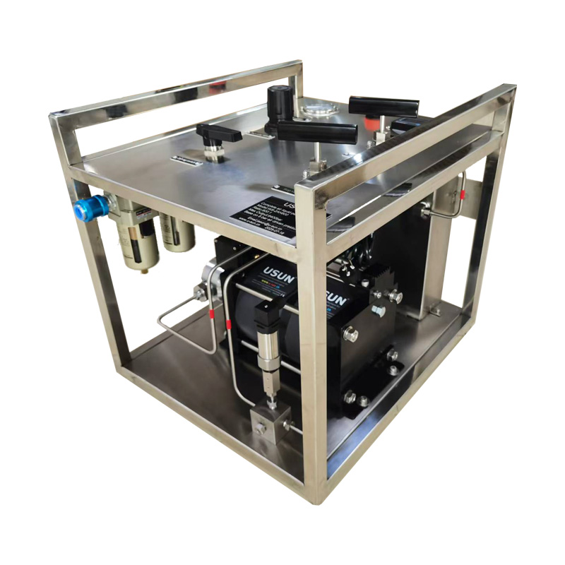 USUN Model:WS-2AH Middle Size 160MM Driven Double Head Single Acting High Flow Air Driven Hydraulic Pressure Test System for Burst Testing Machine