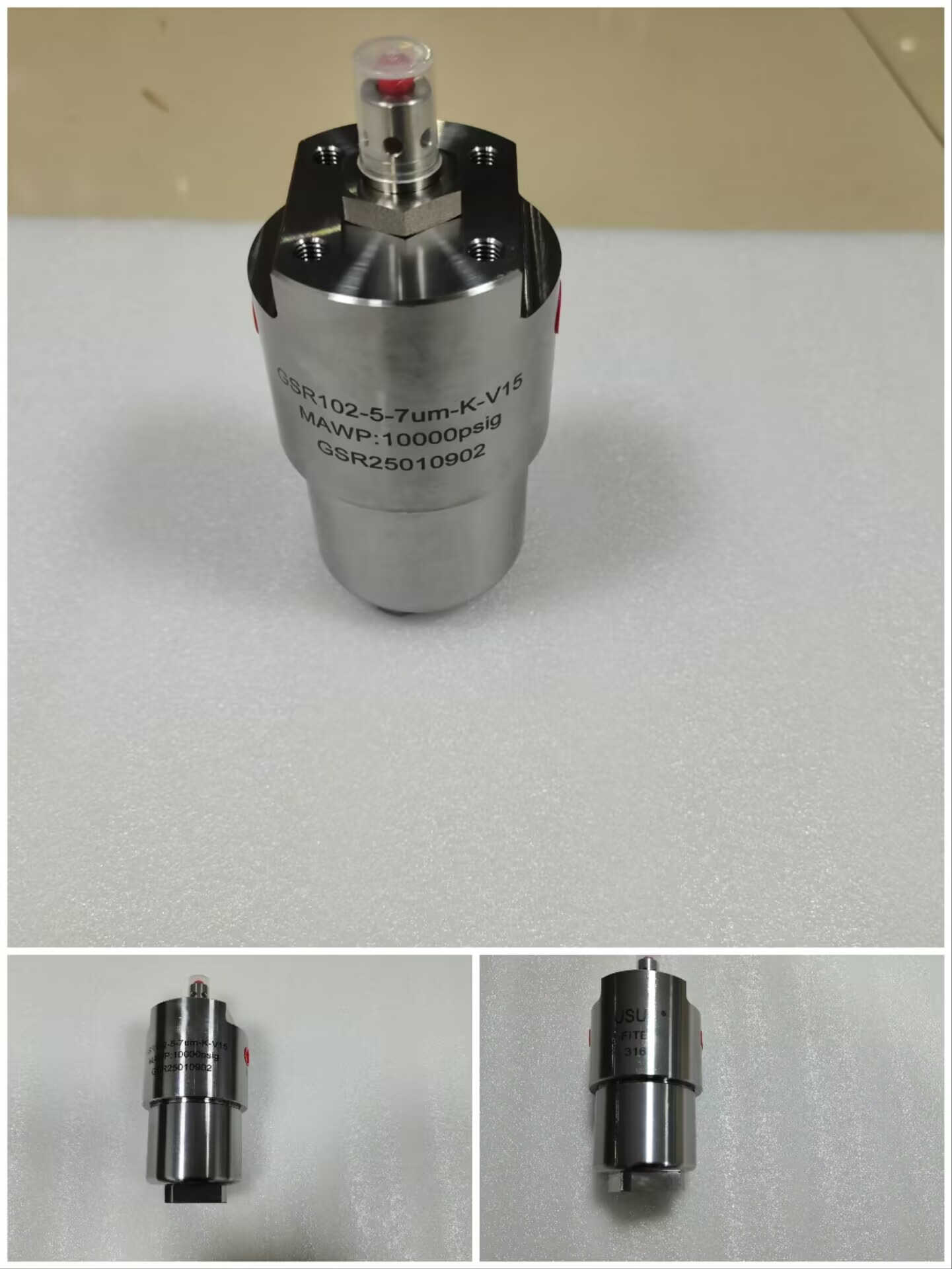 USUN Model : GSR102-T-5-7um-K-V15 High pressure 10000 PSI x NPT1/4 Stainless steel 316 filter with indicator 