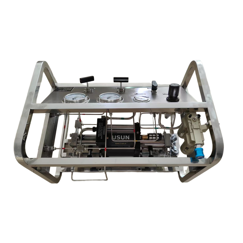 USUN Model:US-GBT 160mm driven double stage pneumatic gas booster pump system with pressure gauges ,valves and fittings 