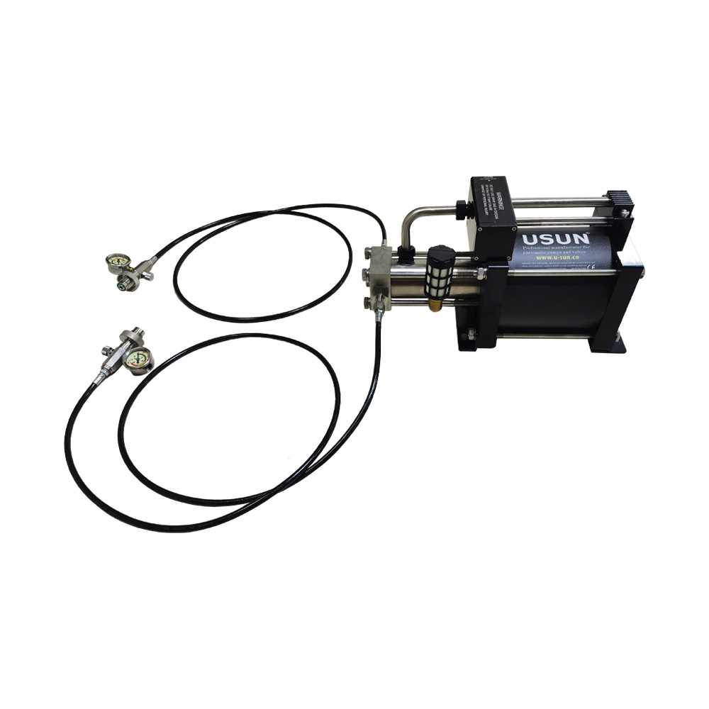 USUN Model:GB40-OL 150-300 Bar Output 160mm Driven Single Action Pneumatic Driven Oxygen Gas Booster Pump with Inlet And Outlet Hoses for Scuba Diver 