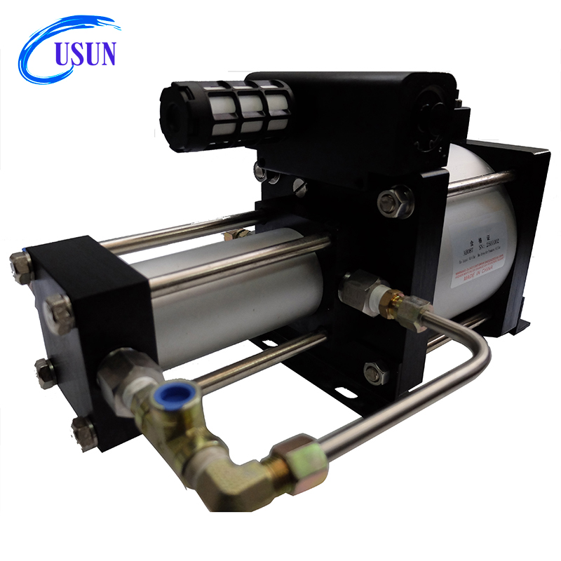 USUN Model:AB08T 8:1 pressure ratio 30-60 Bar output double acting pneumatic air pressure amplifier for leakage testing 