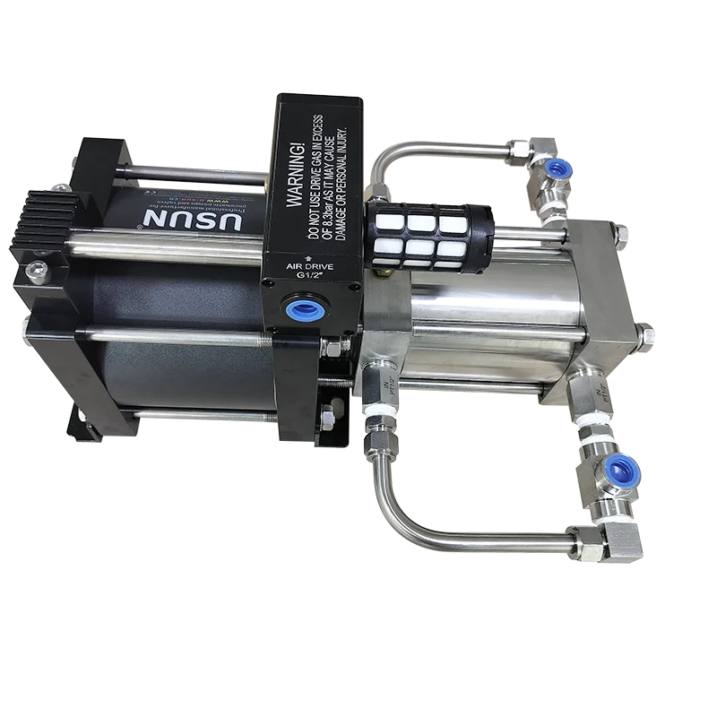 USUN Model:GB02T-OL 160mm Driven Double Action 2.5:1 Ratio Air Driven Oxygen Gas Booster Pump for Charging Gas Cylinder