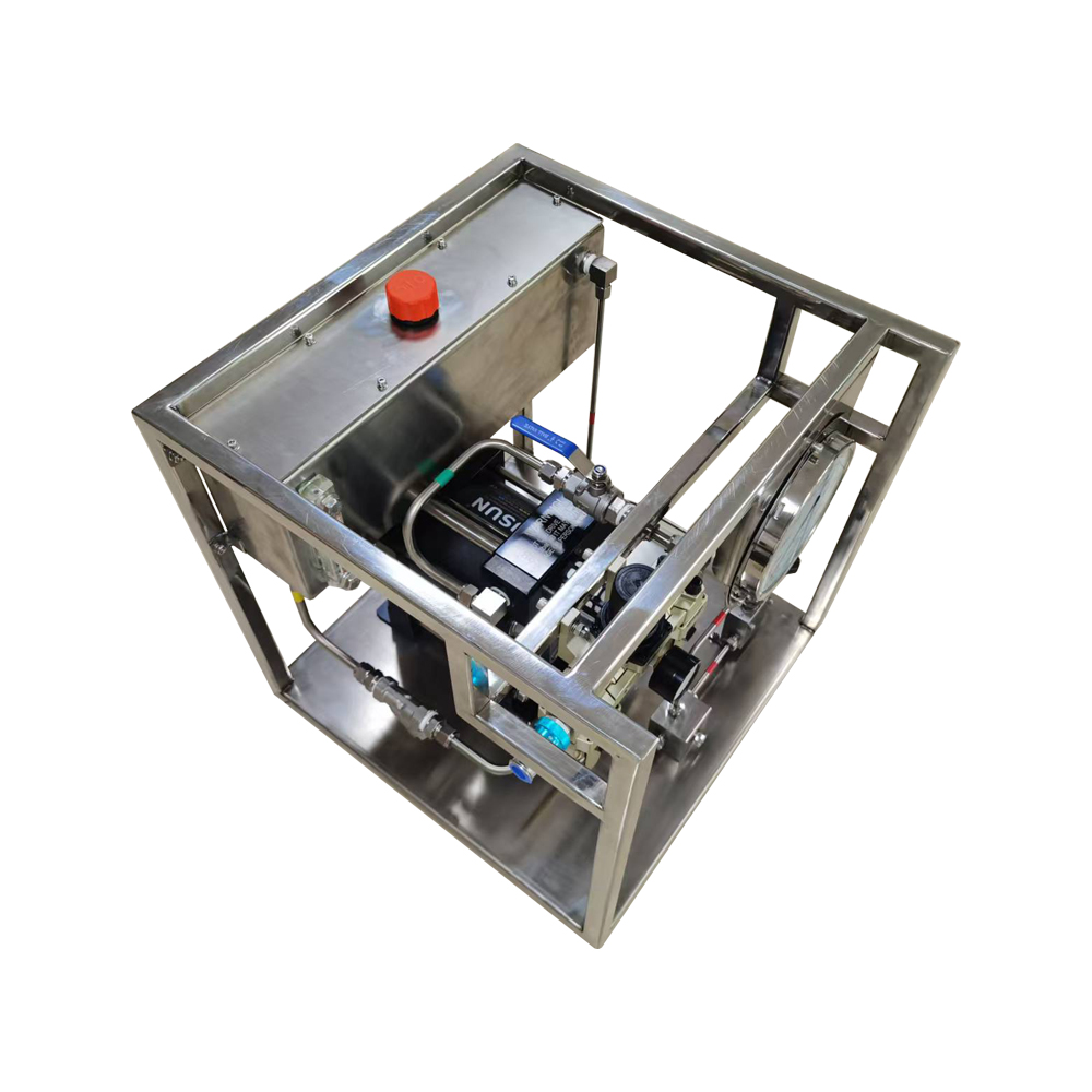 USUN Model:US-AH Customized Stainlss Steel Frame Pneumatic Driven Hydraulic Pressure Testing Pump System 