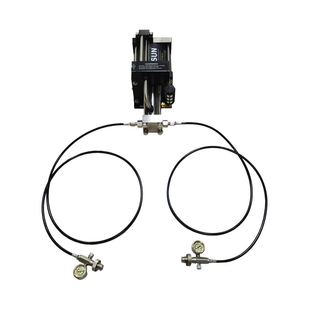 USUN Model:GB40-OL 150-300 Bar Output 160mm Driven Single Action Pneumatic Driven Oxygen Gas Booster Pump with Inlet And Outlet Hoses for Scuba Diver 