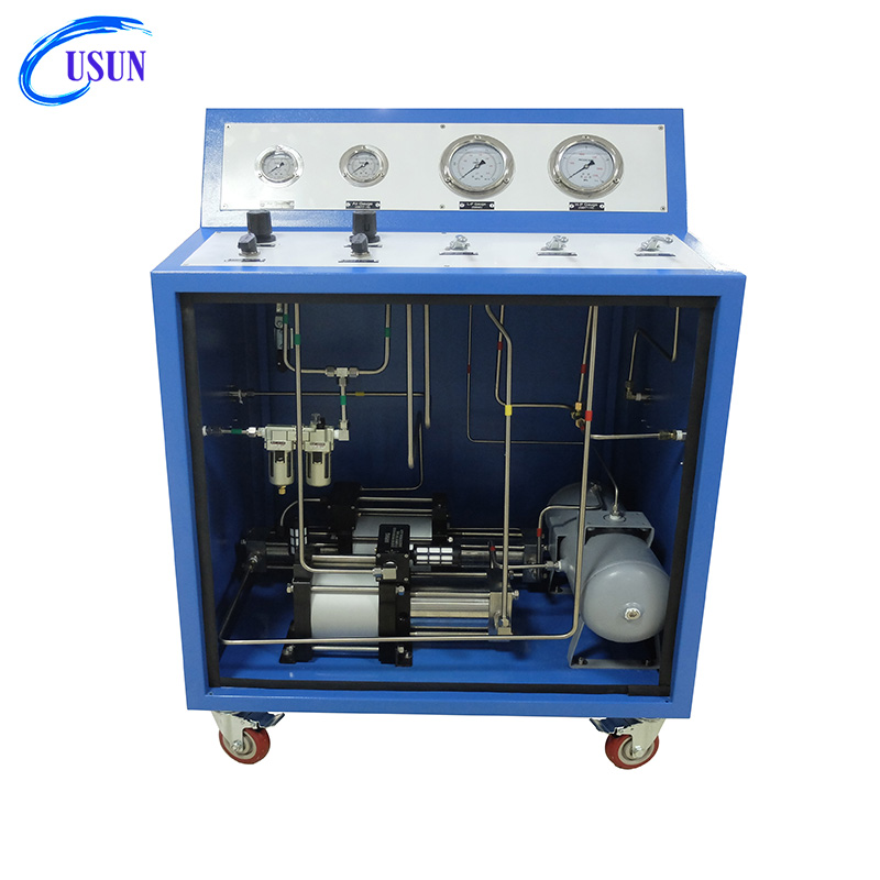 USUN Model:US-GBD 160mm driven blue cabinet dual air gas booster pump station for gas cylinder transferring 